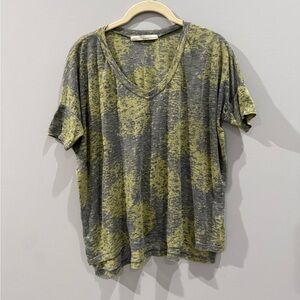 Paper Crane Gray and Yellow Short Sleeve Sheer Oversized Tee